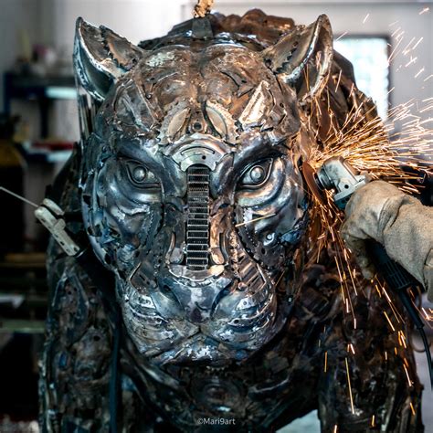 Tiger scrap metal art sculpture by Mari9art